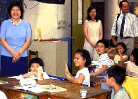 Visiting CyberFair schools in Taiwan.