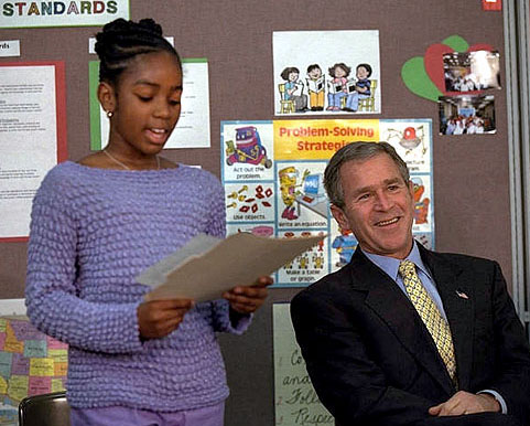 President Bush Listening to Email from Bahrain