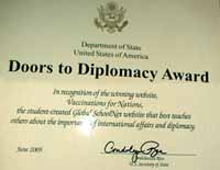 Doors to Diplomacy certificate